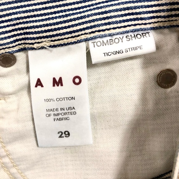 AMO Denim Tomboy Short In Ticking Stripe Wash - Picture 12 of 16